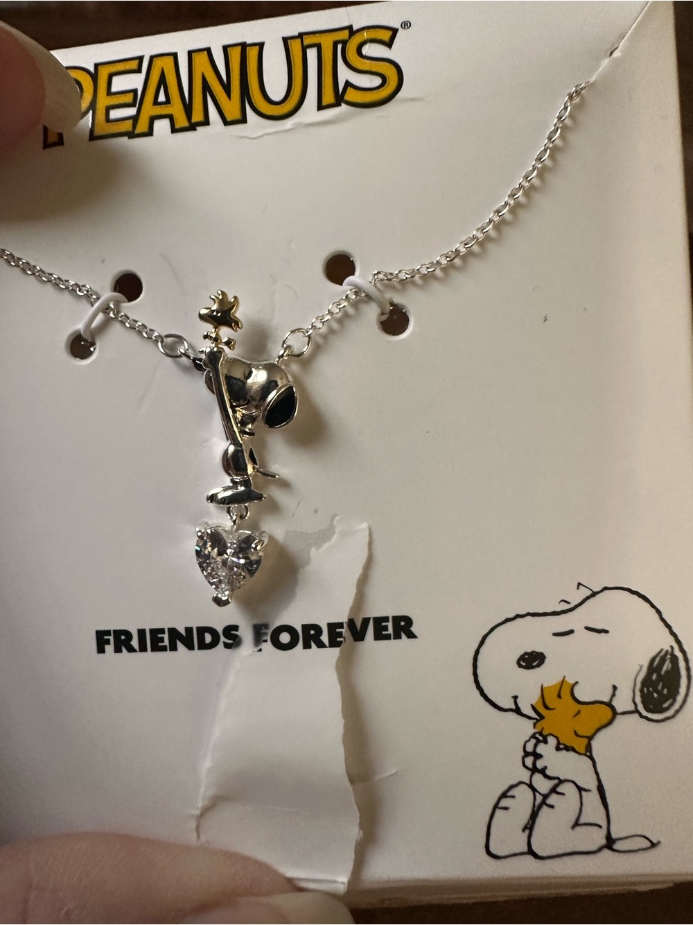 Peanuts snoopy, friends forever find silver plated pendant necklace